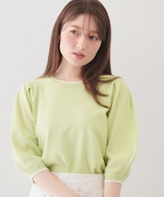 6分袖タックスリーブニット【洗濯機OK/UVケア】《XS~LL/9col》