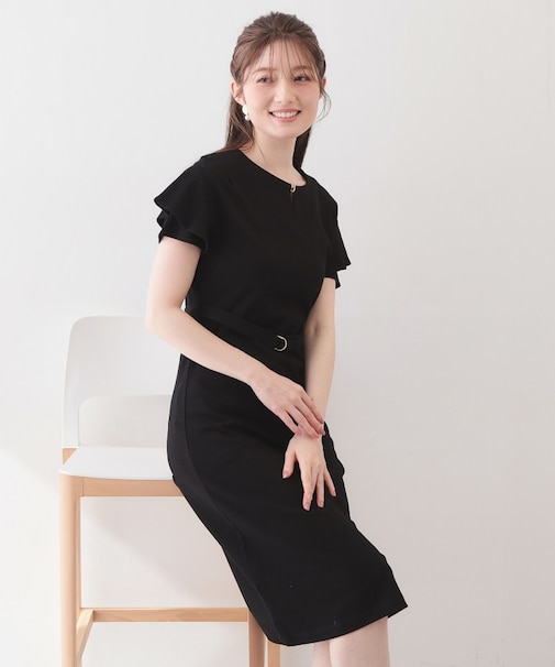 Iラインフレアスリーブワンピース【洗濯機OK/接触冷感/UVケア】《XS~3L/6col》