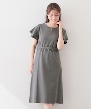 Iラインフレアスリーブワンピース【洗濯機OK/接触冷感/UVケア】《XS～3L/6col》