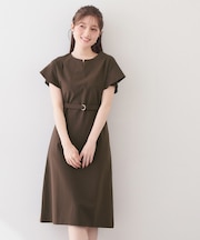 Iラインフレアスリーブワンピース【洗濯機OK/接触冷感/UVケア】《XS~3L/6col》