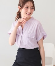 接触冷感ダブルポケットスキッパーブラウス【吸水速乾/防シワ/イージーアイロン/洗濯機OK】《S～3L/7col》