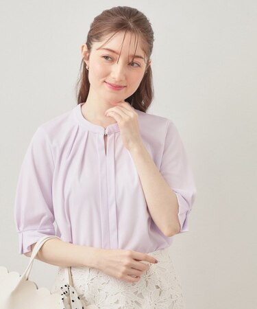 アセテートライクバンドカラートップス【洗濯機OK/吸水速乾/接触冷感/UVケア】