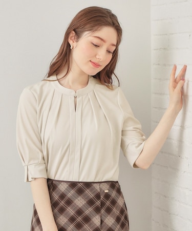 アセテートライクバンドカラートップス【洗濯機OK/吸水速乾/接触冷感/UVケア】