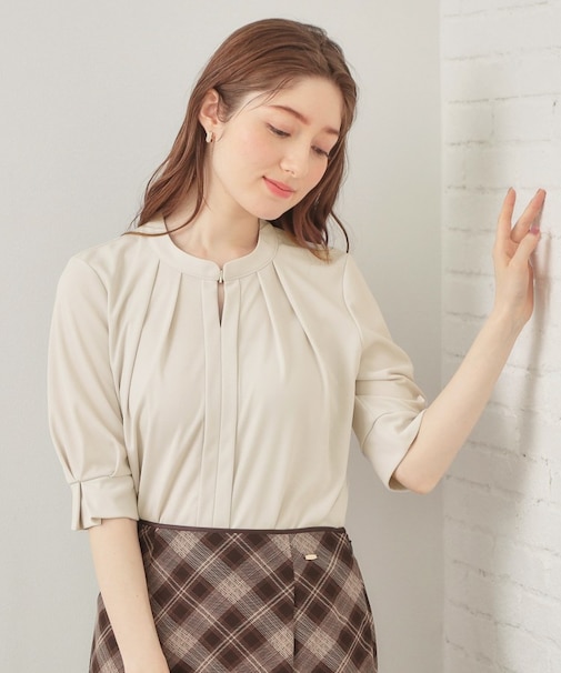 アセテートライクバンドカラートップス【洗濯機OK/吸水速乾/接触冷感/UVケア】