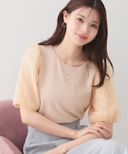 シアーバルーンスリーブトップス【洗濯機OK・接触冷感・UVケア】