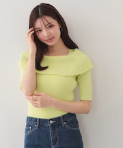 マルチボーダーオフショルニット【洗濯機OK】