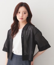 シアーボイルボクシーショートブラウス【洗濯機OK／イージーアイロン】