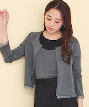 フリル付きキャミアンサンブルニットカーディガン【洗濯機OK】