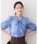 オーガンシアーリボンフリルブラウス【洗濯機OK／イージーアイロン】
