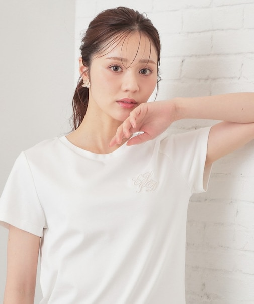 【接触冷感】エンブレムロゴ刺繍Tシャツ《UVケア/洗濯機OK》