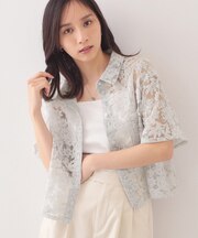 フラワー刺繍シアーシャツ【洗濯機OK／イージーアイロン】