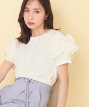フリルドッキングスリーブトップス【洗濯機OK／接触冷感／UVケア】