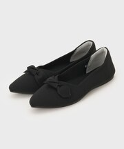 【抗菌防臭加工】リボンデザインニットパンプス