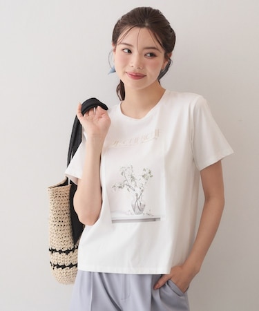 【UV】フラワープリントTシャツ≪洗濯機OK/接触冷感≫