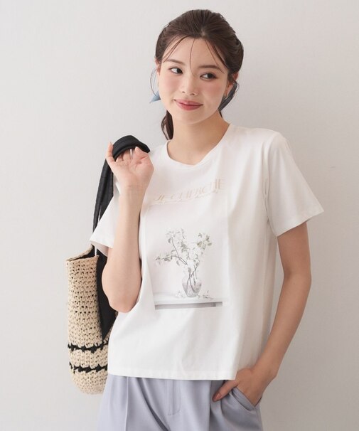 【UV】フラワープリントTシャツ≪洗濯機OK/接触冷感≫