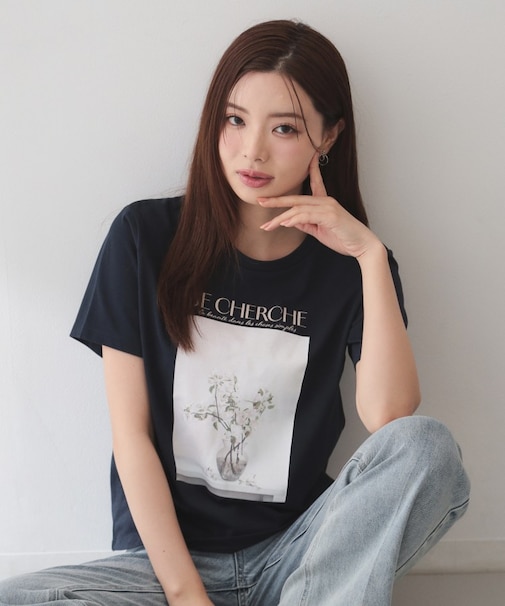 【UV】フラワープリントTシャツ≪洗濯機OK/接触冷感≫