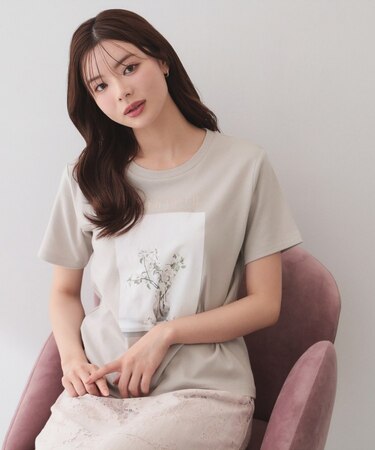 【UV】フラワープリントTシャツ≪洗濯機OK／接触冷感≫