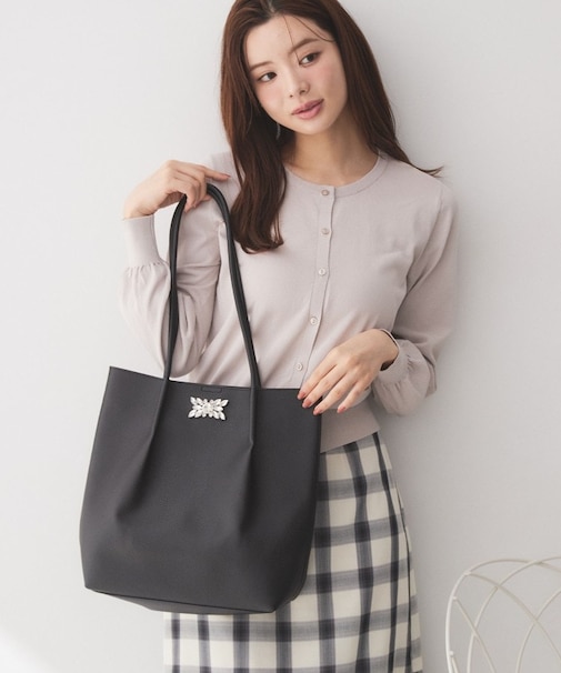 【軽量】ビジュー付きA4トートバッグ