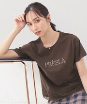 【接触冷感/UVケア】裾レースロゴTシャツ《洗濯機OK/S-3L》