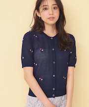 フラワー刺繍カーディガン【洗濯機OK／抗ピル】