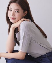 透かし編み半袖ニット【洗濯機OK/抗ピル】