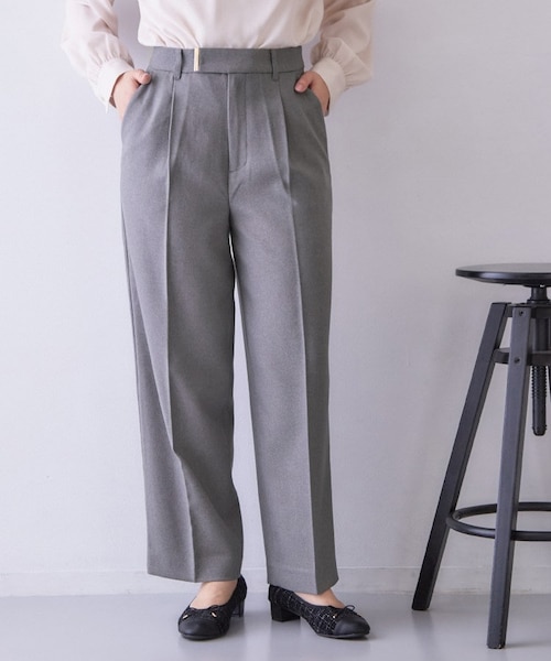 ストレッチツイルワイドパンツ【洗濯機OK／防シワ／ストレッチ