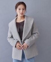 カシミヤ混ビッグショールカラーコート