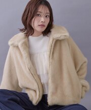【洗える】ミンク調ファーショートジップブルゾン