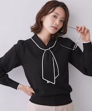 【11col/XS-3L】ビジュー付きアソートボウタイニット《洗濯機OK》