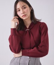 【11col/XS-3L】ビジュー付きアソートボウタイニット《洗濯機OK》