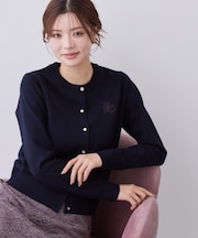 【6col／XS-3L】配色刺繍カーディガン《洗濯機OK》
