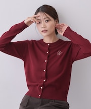 【6col/XS-3L】配色刺繍カーディガン《洗濯機OK》