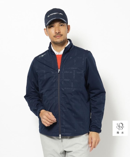撥水加工 ロゴチェックストレッチブルゾン