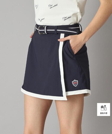 【新レーベル ADABAT NAVY】接触冷感 クールストレッチラップキュロット