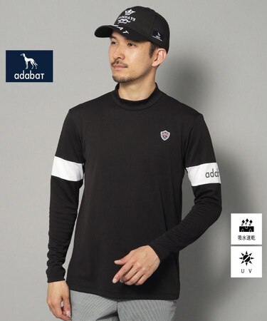 【新レーベル ADABAT NAVY】UVカット/吸水速乾 アームラインモックネックプルオーバー
