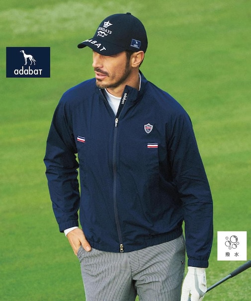【新レーベル ADABAT NAVY】撥水加工 ストレッチジップアップブルゾン
