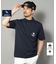 【新レーベル ADABAT NAVY】UVカット/吸水速乾 ポケット付モックネックT