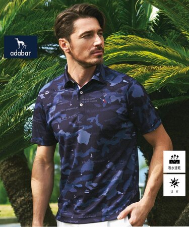 【新レーベル ADABAT NAVY】UVカット／吸水速乾 モナコリンクスプリントポロシャツ