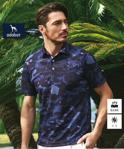 【新レーベル ADABAT NAVY】UVカット／吸水速乾 モナコリンクスプリントポロシャツ