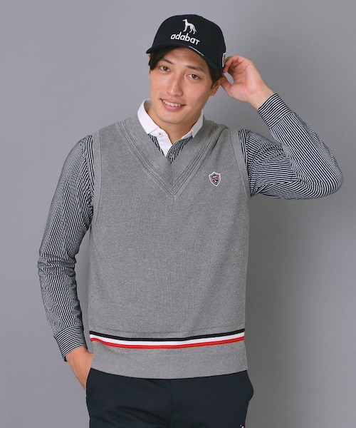 adabat - adabat ニットベスト ネイビー メンズ 新レーベル ADABAT NAVY】トラディショナルニットベスト（ベスト