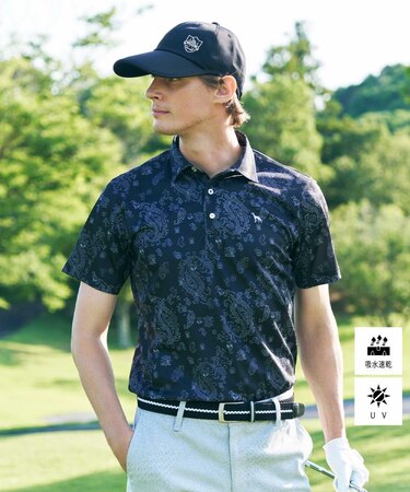 【UVカット・吸水速乾】デジタルペイズリーポロシャツ