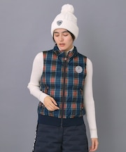 【ADABAT NAVY】【撥水】タータンチェック中綿ベスト