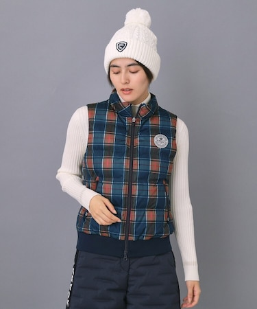 【ADABAT NAVY】【撥水】タータンチェック中綿ベスト