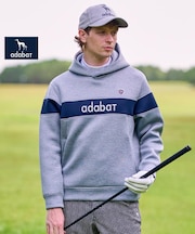 【新レーベル ADABAT NAVY】ブロッキングラインロゴフーディー