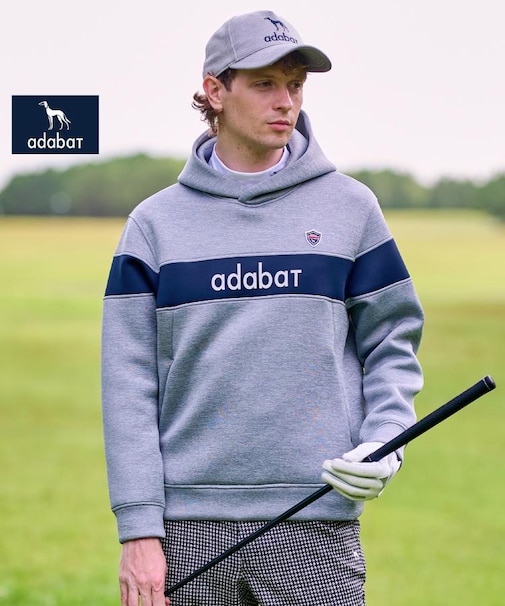 【新レーベル ADABAT NAVY】ブロッキングラインロゴフーディー