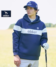 【新レーベル ADABAT NAVY】ブロッキングラインロゴフーディー