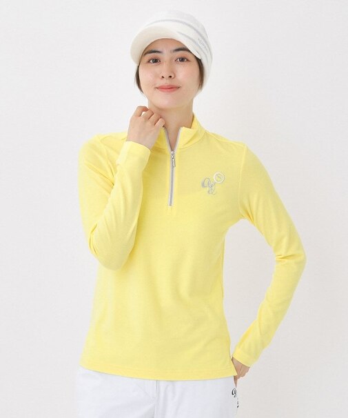 【吸湿発熱】ハーフジップ長袖モックネックT