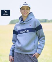 【ADABAT NAVY】ブロッキングラインロゴフーディー