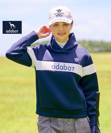 【ADABAT NAVY】ブロッキングラインロゴフーディー