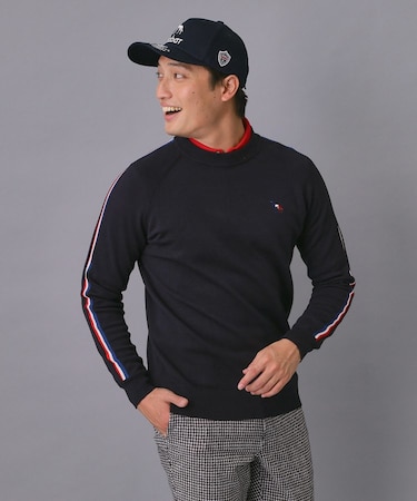 【新レーベル ADABAT NAVY】スリーブラインセミモックニット